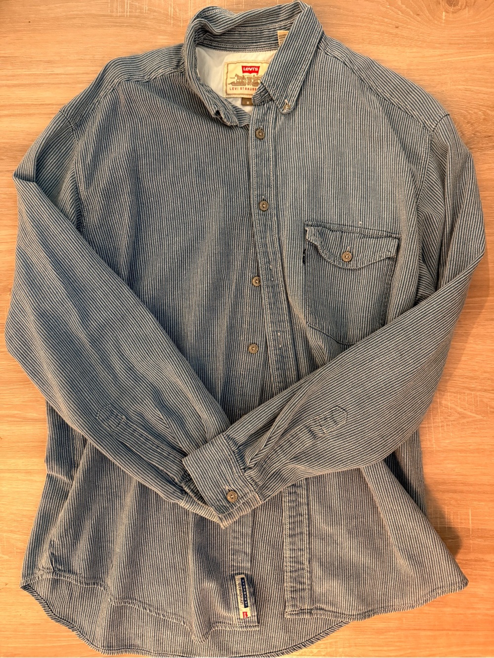 Levi's Striped Blue Button-Down Work Shirt